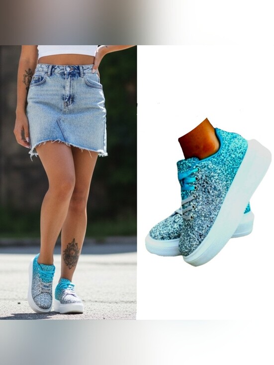 southern fried chics Shoes - Southern fried chics turquoise silver ombre glitter platform sneakers 10 NWOB